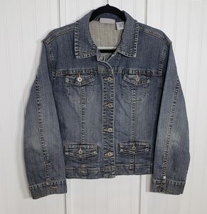 Chico's Platinum Blue Jean Denim  Button Down Jacket Cotton w/Stretch CHICO'S 2